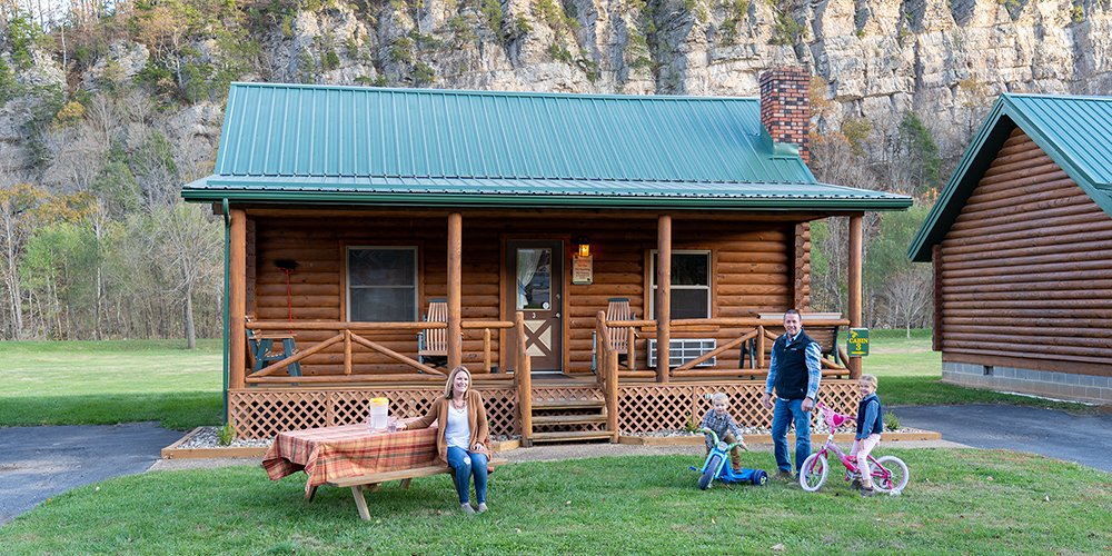 building cabin with family